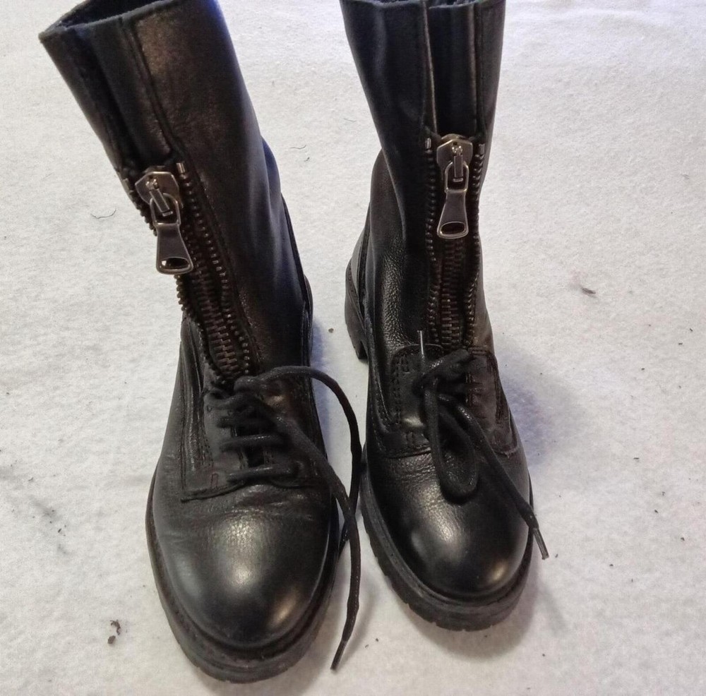 ZARA Women’s Black Front‑Zip Combat Boots Size 36 US 6