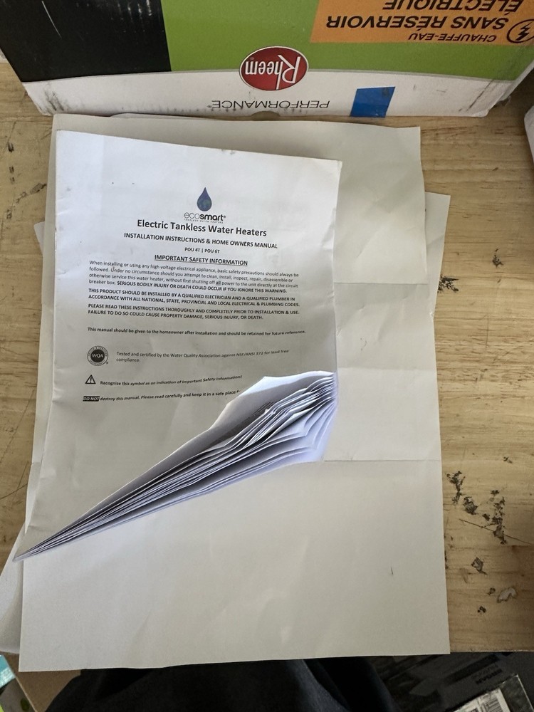 EcoSmart, POU 4T Point-of-Use Tankless Electric Water Heater 3.5kw 120 v (READ)