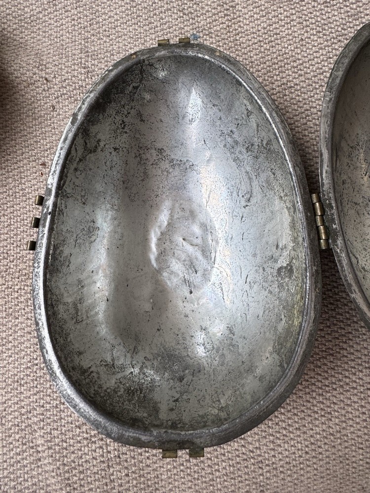 Antique Large Pewter Easter Egg Chocolate Candy Mold - 9” x 6”