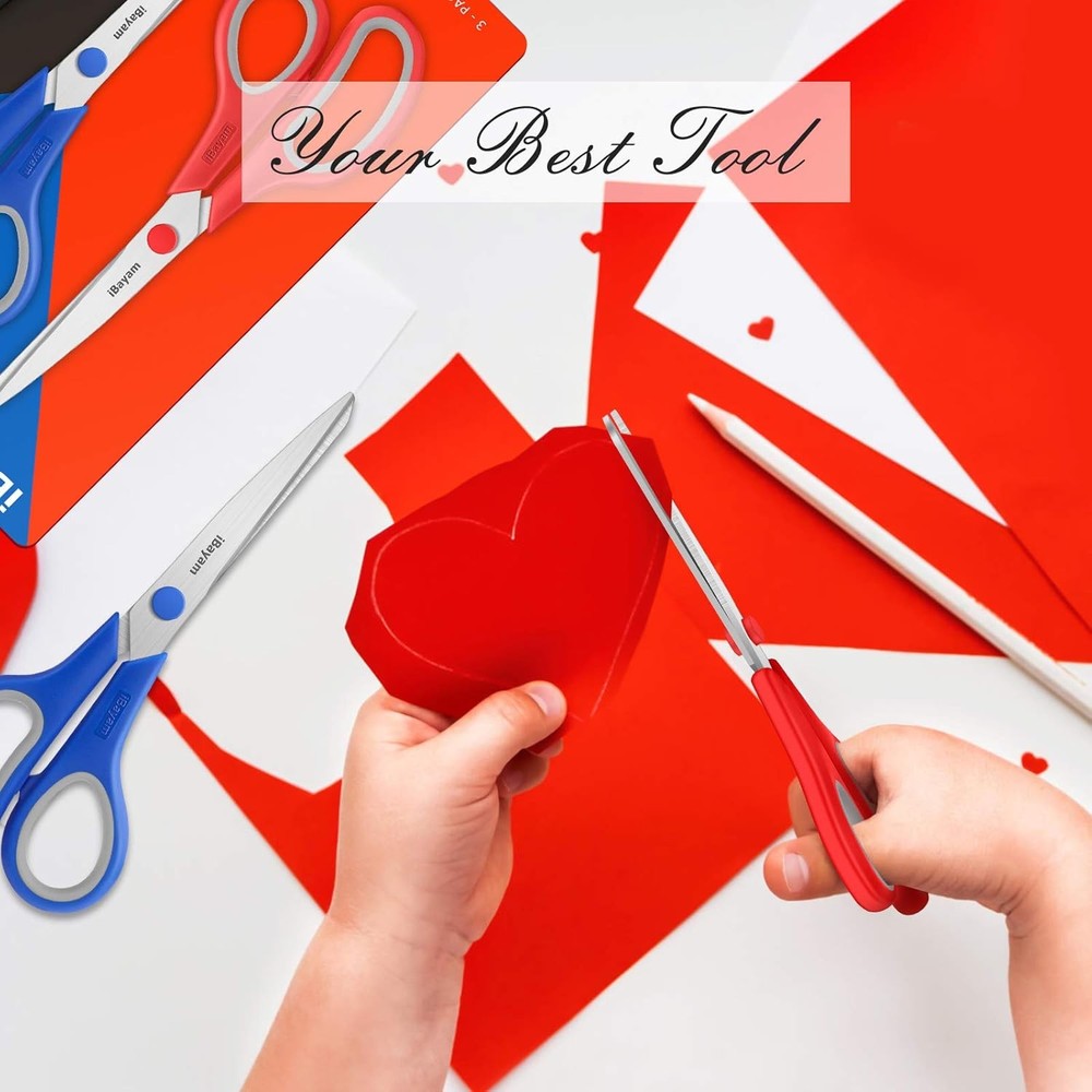 Scissors, 8" All Purpose Scissors Bulk 3-Pack, Ultra Sharp 2.5Mm Thick Blade Sh