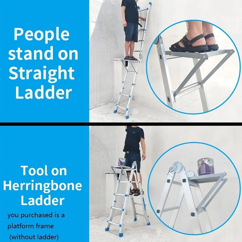 Iron Ladder Work Platform with Non-Slip Surface Fits Most Small Ladders