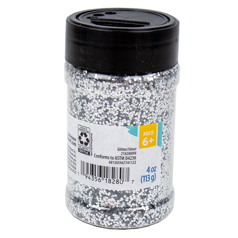 Hello Hobby Silver Glitter Shaker, 6 Pack