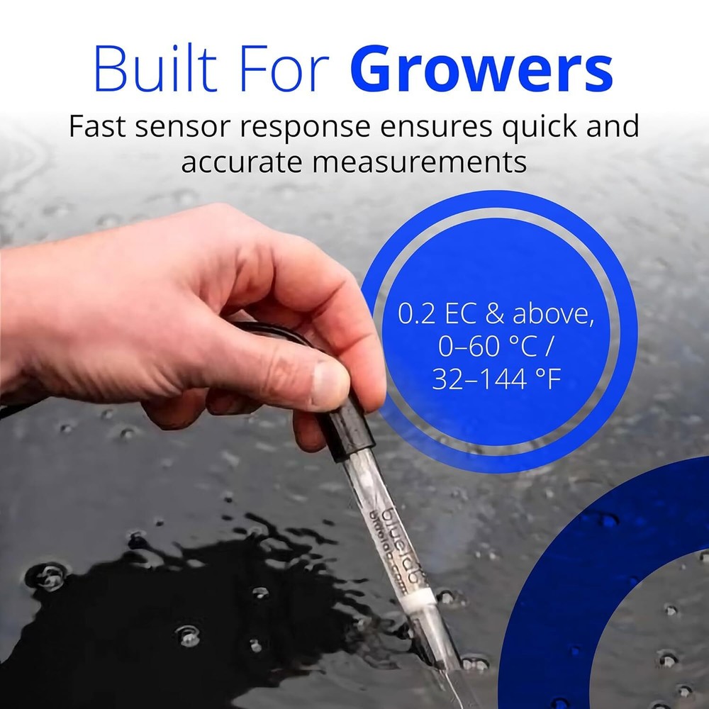 Bluelab Ph Probe For Hydroponics Waterproof Nutrient Solution Testing 6.9X1.6