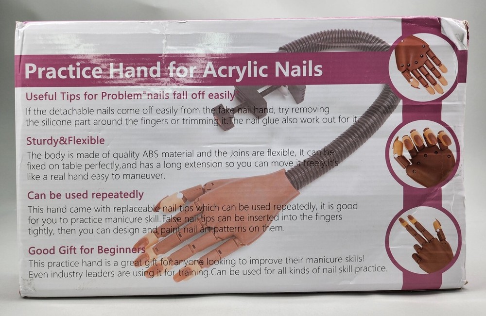 Practice Hand for Acrylic Nails, Professional Nail Practice Assorted Designs