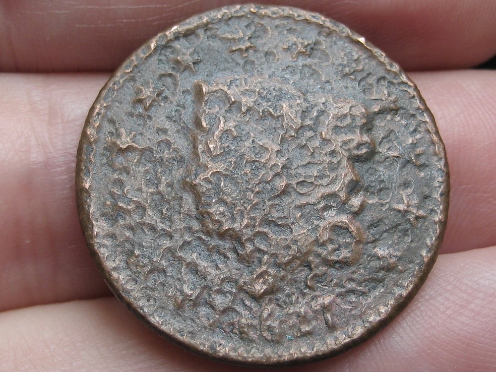 1827 Matron Head Large Cent Penny- Shipwreck Effect