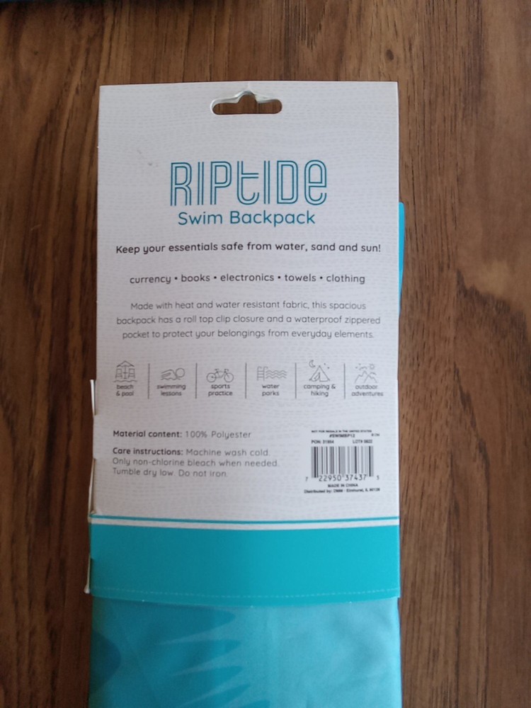 Juice Box Swim Backpack RIPTIDE Adjustable Straps Waterproof Zippered Pocket NEW