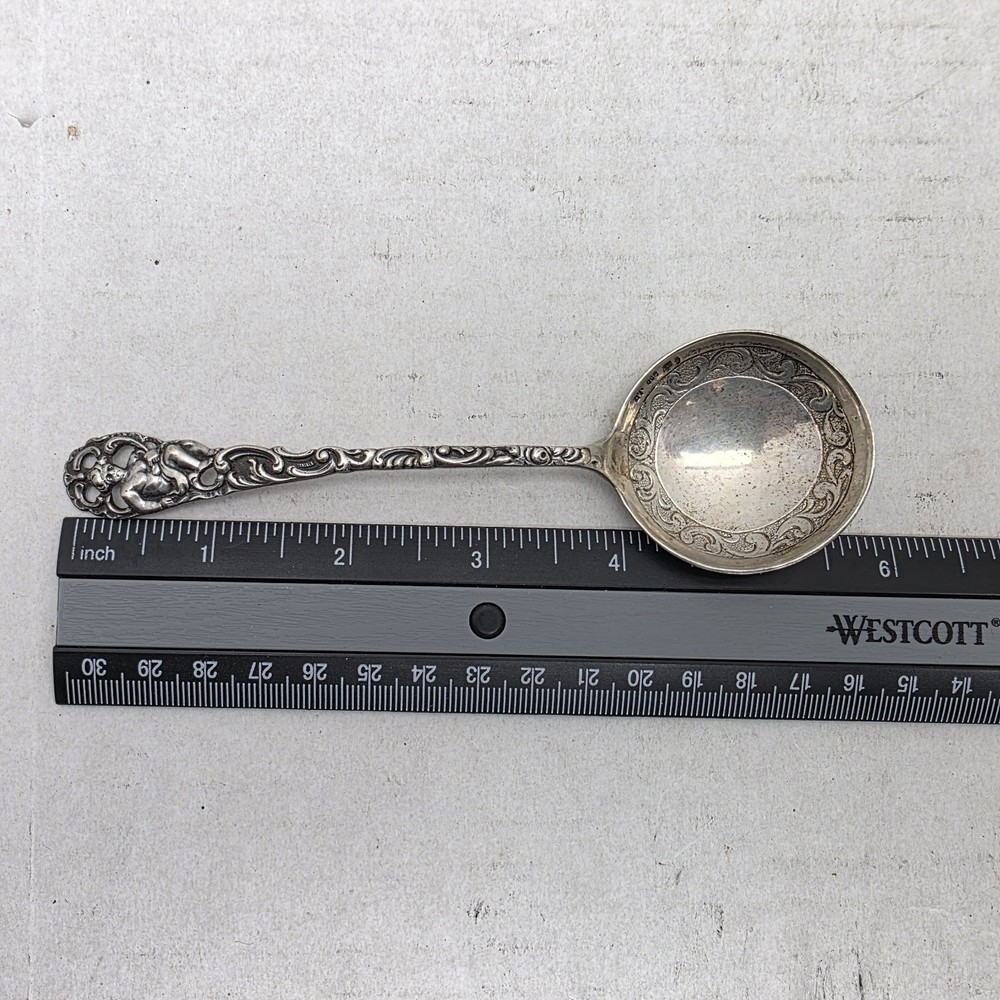 Antique German .800 Silver Hanau Figural Cherub Sugar Spoon Julius Bitsch JB