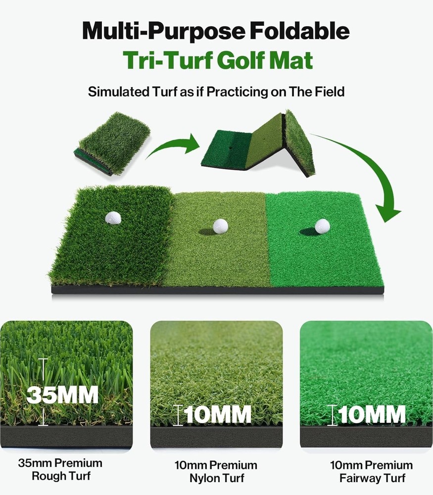 All-in-One 10x7ft Golf Training Net - Includes Mat & 5 Golf Balls for Practice