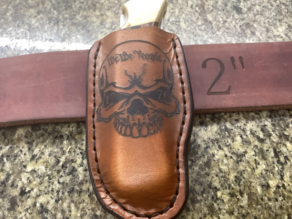 Leather Folding Knife Belt Loop Sheath Handmade Buck 110 (Sheath Only) Left