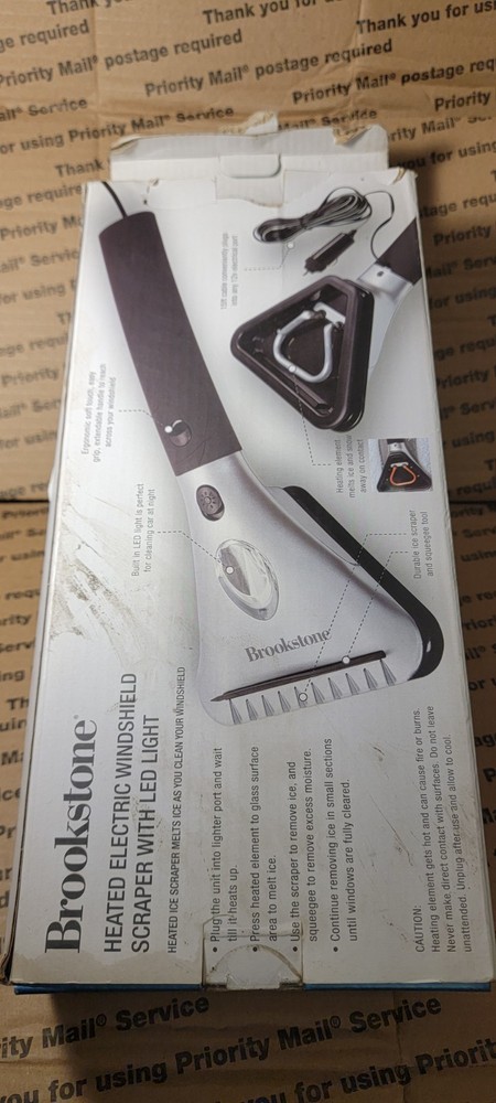 Brookstone Heated Electric Windshield Scraper with LED Light - Snow Ice Melter