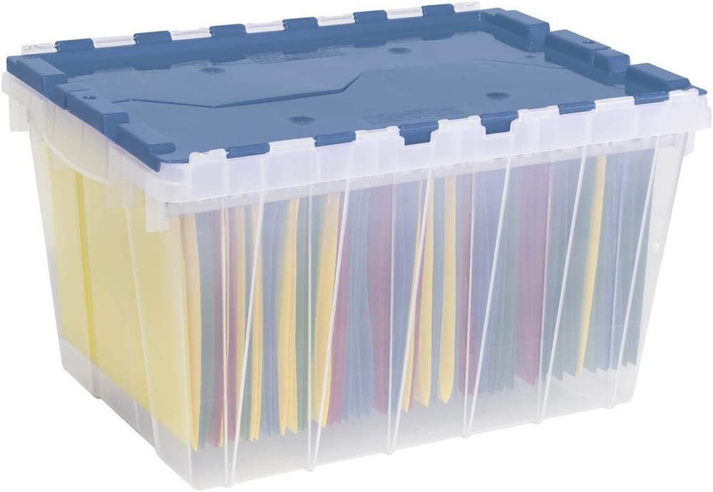 KeepBox 12 Gallon Storage Container Nesting and Stackable Plastic with Lid