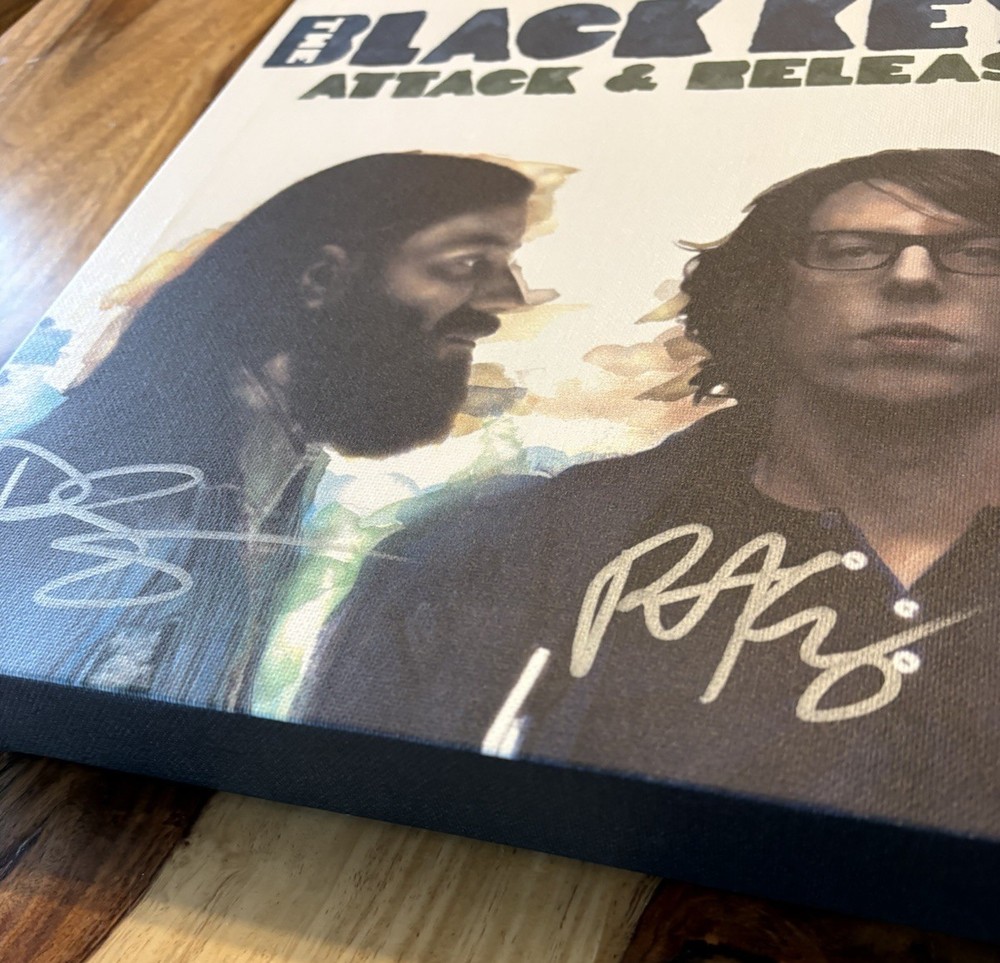 BLACK KEYS Autographed Attack & Release Signed Canvas Art Piece w/ COA