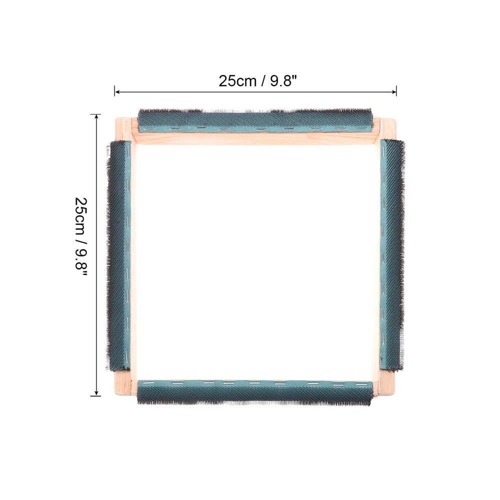 9.8" x 9.8" Beech Wood Square Punch Needle Frame, Khaki