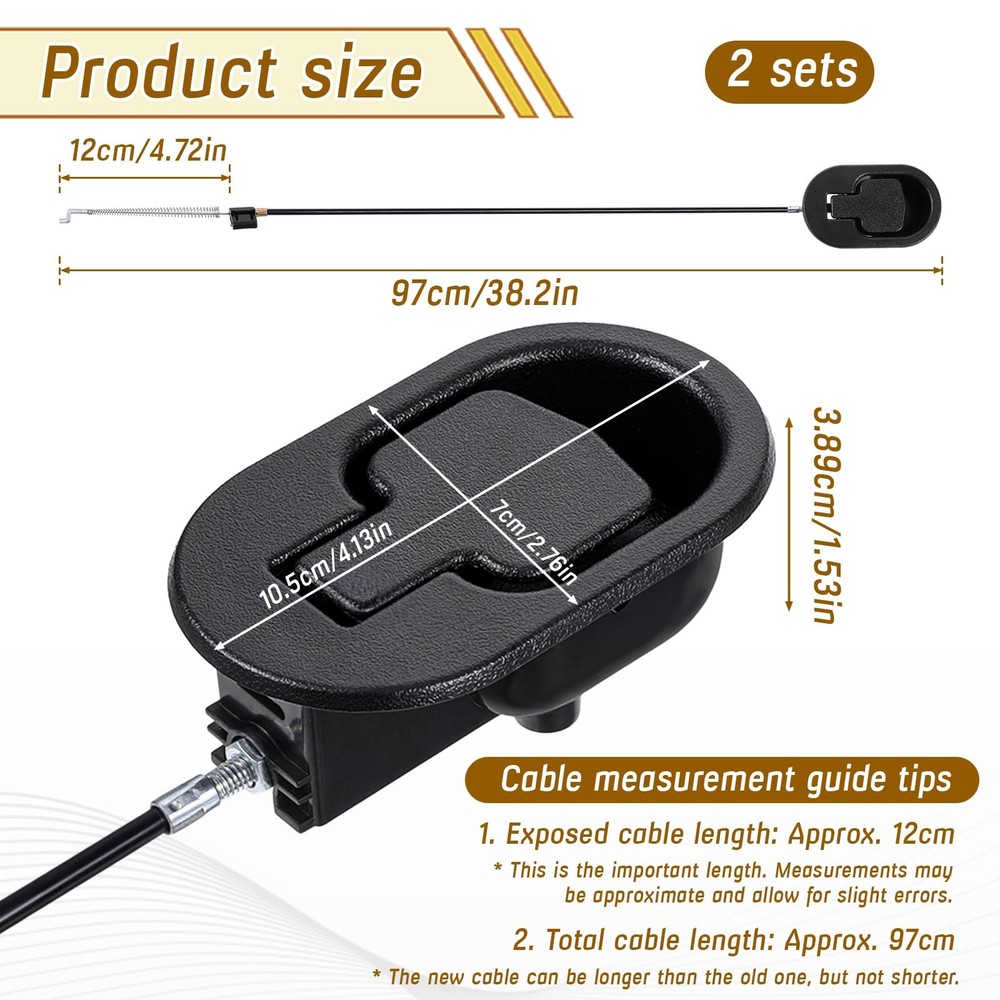 2 Set Recliner Handle Parts with Pull Cable Durable Recliner Release Pull Han.