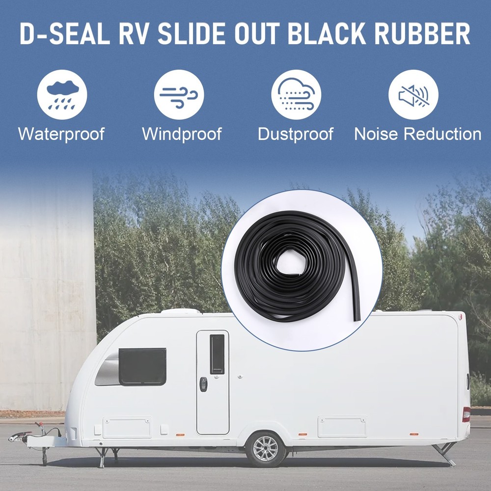 Rubber Black 018 312 EKD for 1″ X 15/16″ X 35' D Seal RV Slide Out System