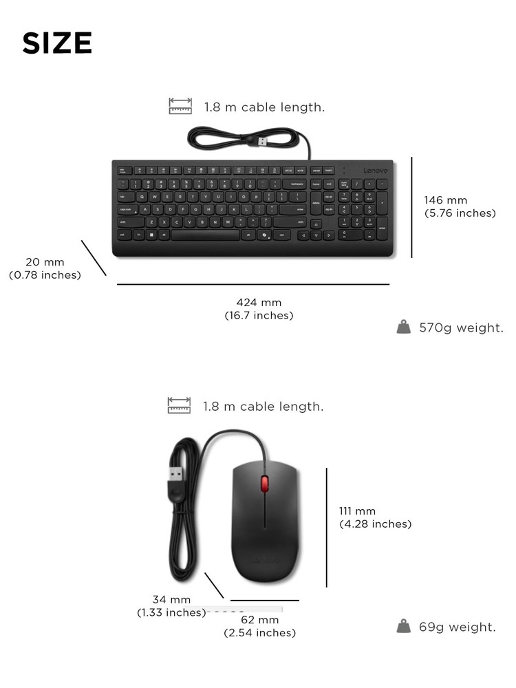Lenovo Essential Wired Combo Black US English