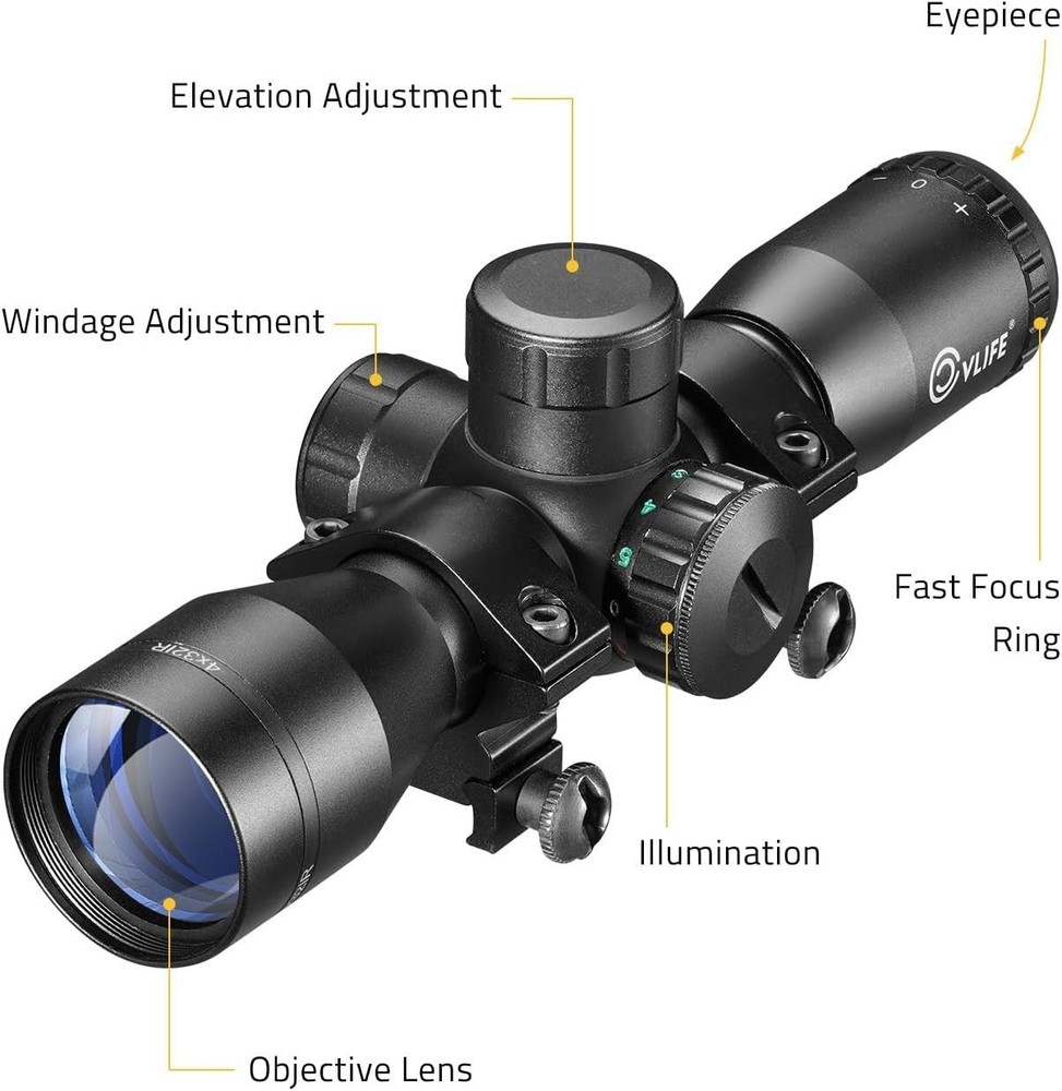 Red Green Illuminated Crossbow Scope Circles Rangefinder