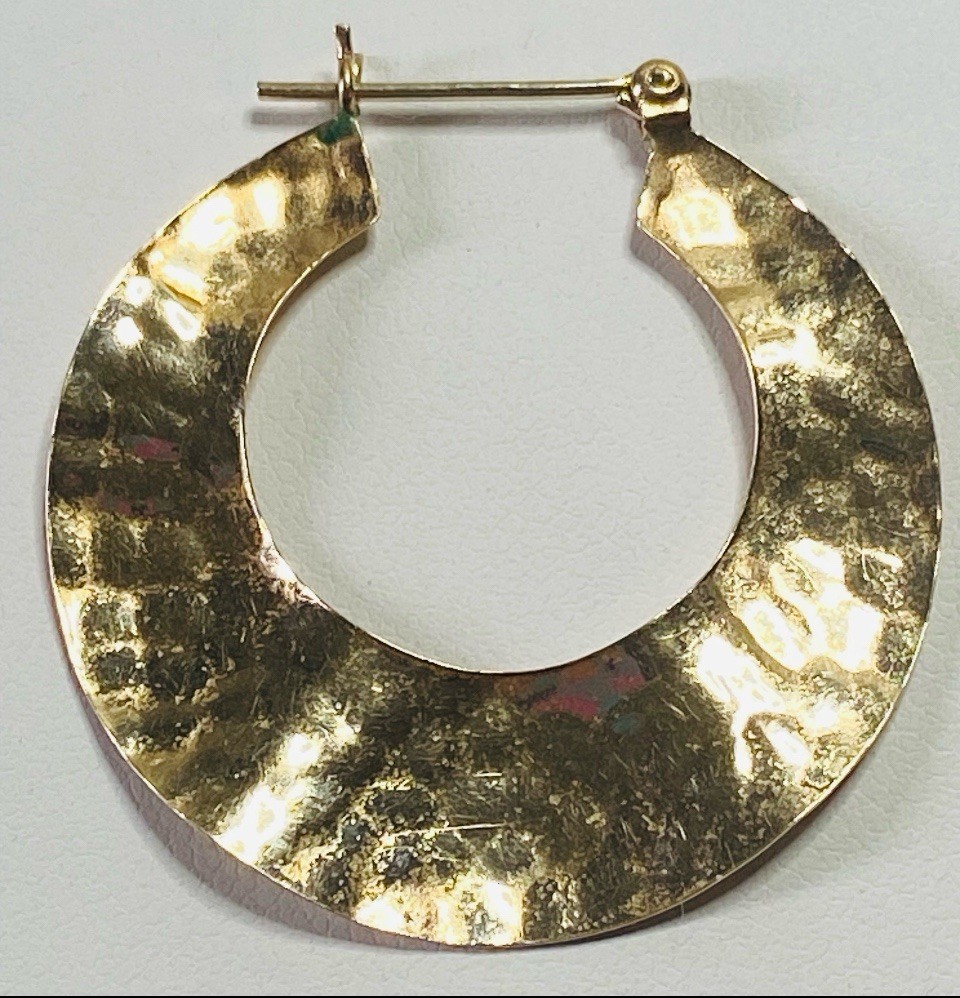 Vintage 14K Yellow Solid Gold Hoop Earring Pair