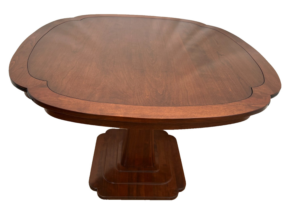Vintage Stickley Pedestal Table Solid Cherry Clover pattern Kitchen Game Room