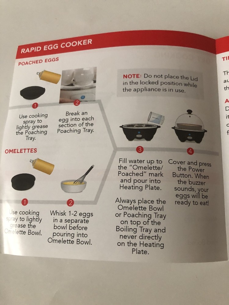 DASH Rapid Egg Cooker Automatic One Touch 6 Egg Boiled Poached Omelette NEW