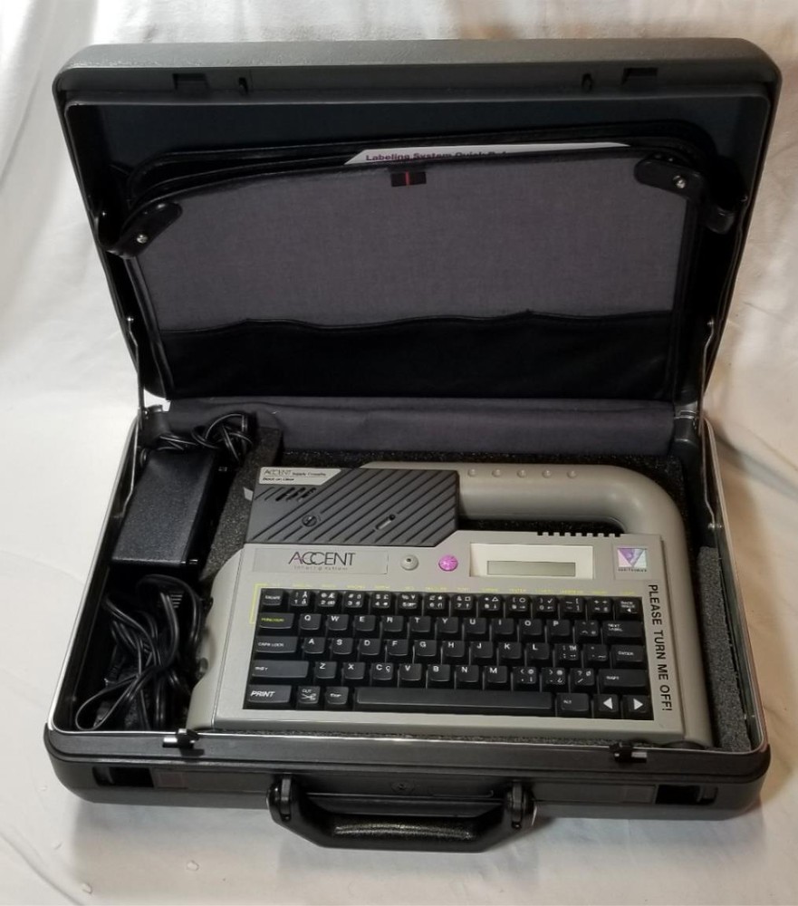 Vintage Accent Labeling System Label Maker Keyboard Charger & Case System S