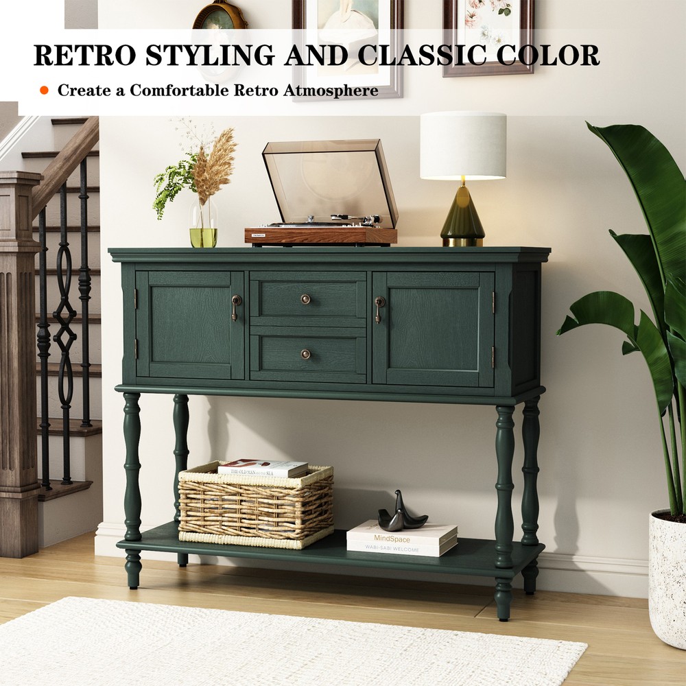 Sideboard Storage Dining Buffet Cabinet Console Table with Shelf&Drawers Green