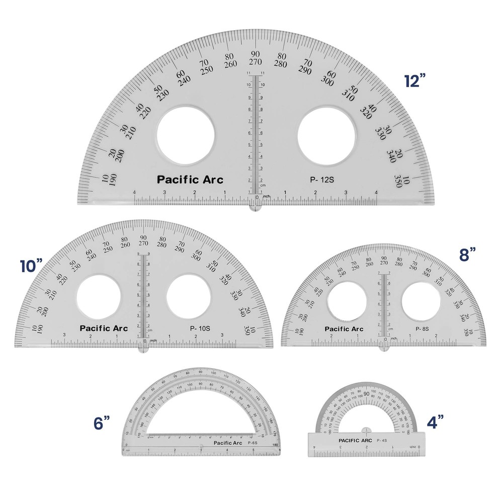 8-Inch Plastic Protractor Clear Ruler for Precise Angle Measurement Tool