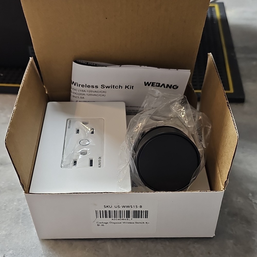 WEBANG 2 HP Wireless Switch Kit Black for Garbage Disposal Model WWS1S