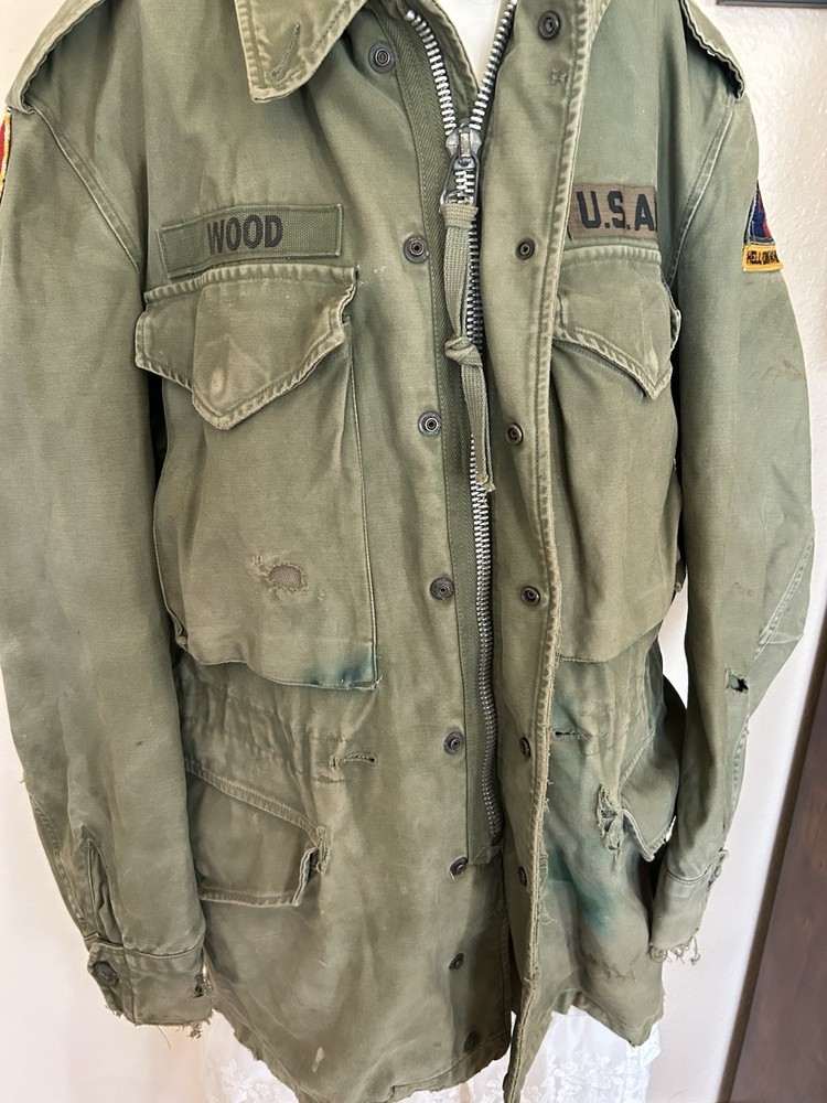 Vtg M-51 Field Jacket-DISTRESSED Tropic Lightning/Hell On Wheels