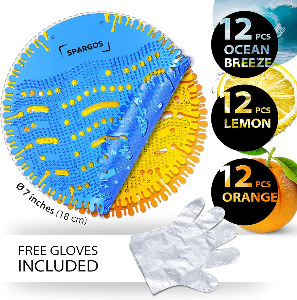 Urinal Screen Deodorizer (36 Pack) - Urinal Cakes - Fresh 3D Wave Anti-Splash -