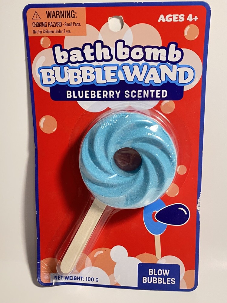 BATH BOMB BUBBLE WAND Blueberry Scented New in Package blows bubbles