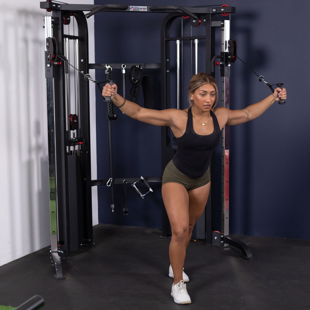 Titan Fitness Functional Trainer, Double Stack 200 LB 2:1 Cable Pull Station