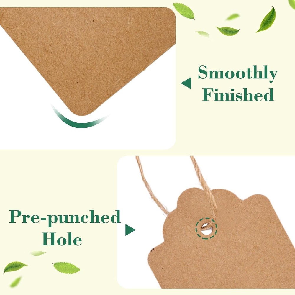 100pcs Rustic Brown Kraft Paper Gift Tags with Strings - Perfect for Gifting