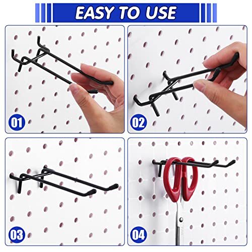 Pegboard Double Arm Peg Straight Hook Garage Storage Wall Organizer Pegboard ...
