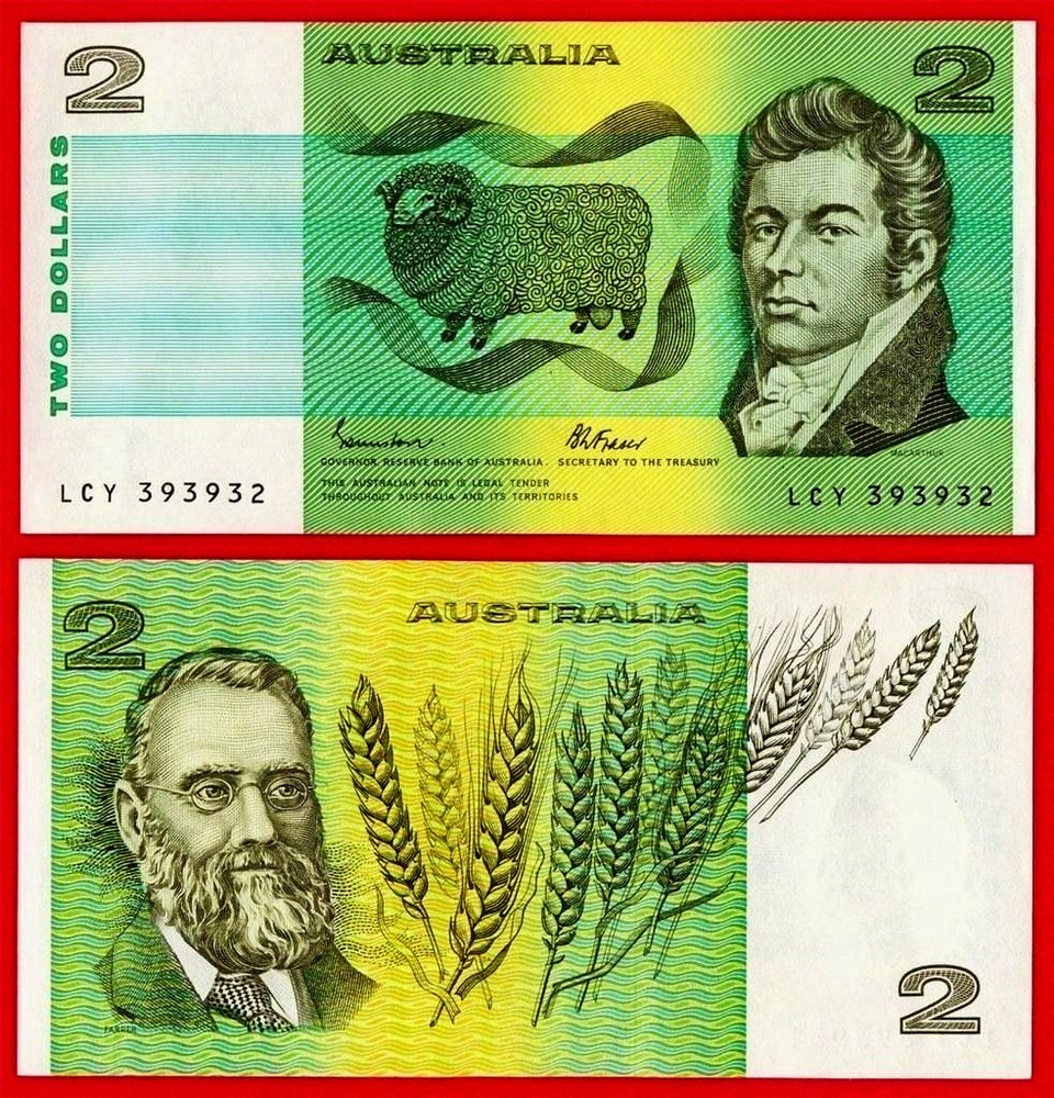 Australia $2 Johnston/Fraser 1985 Pick-43e UNC