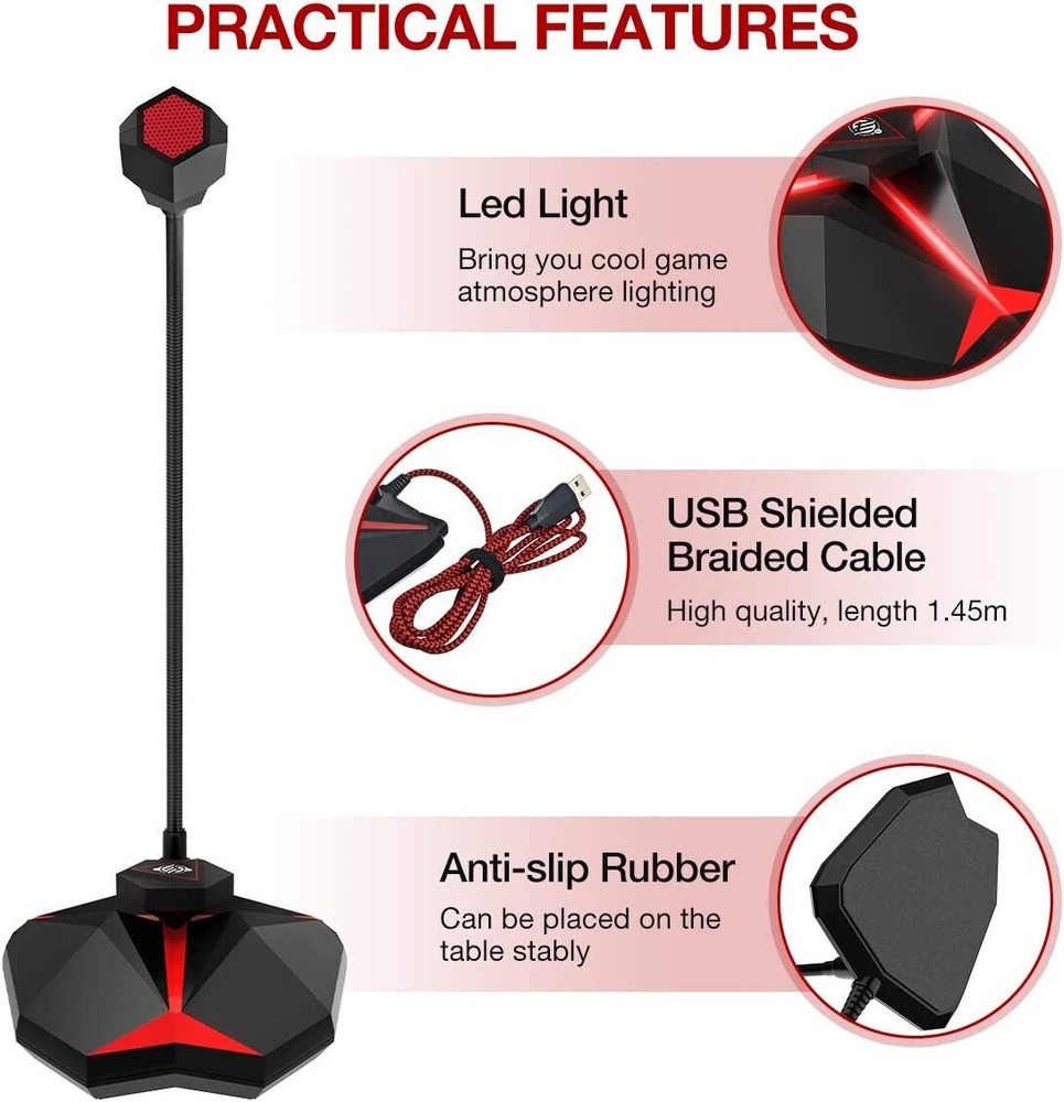 USB External Microphone for Computer Mic for PC Asus Dell HP Acer Desktop Laptop