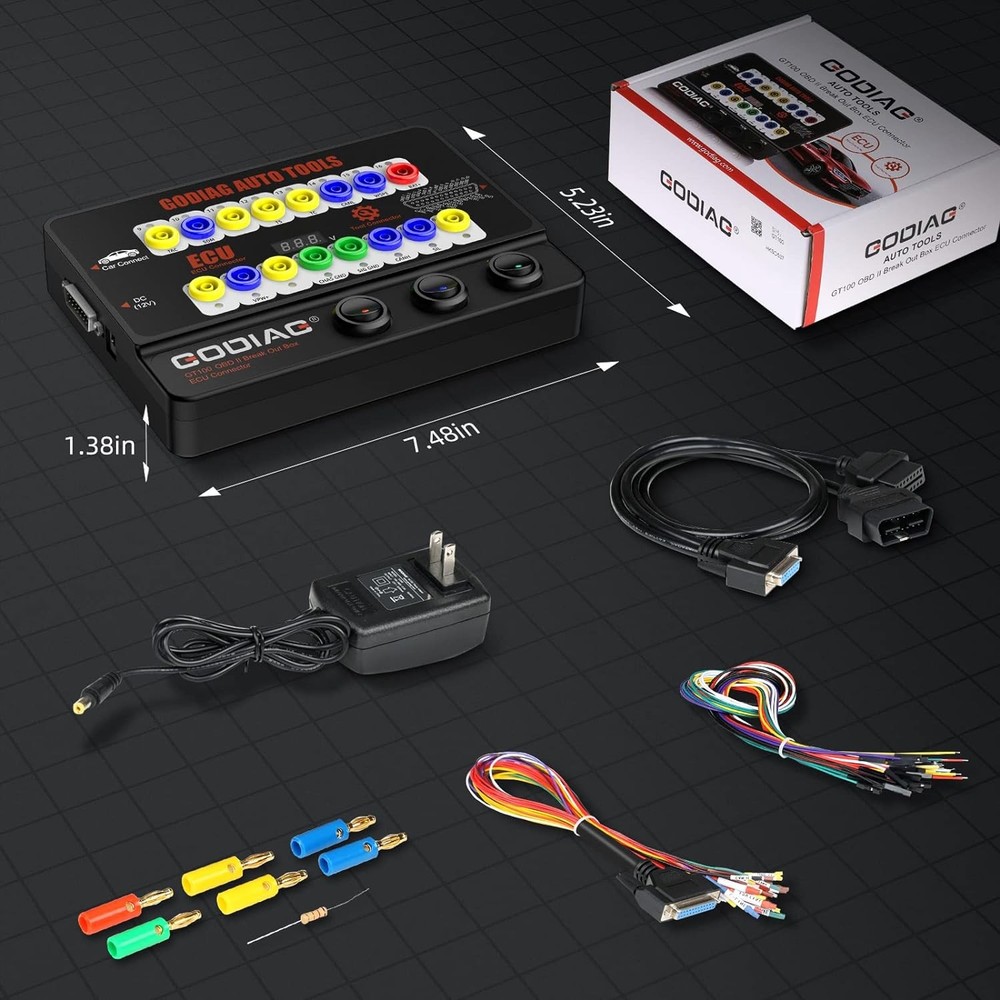 GODIAG GT100 OBDII Protocol Detector OBD2 Breakout Box E/CU Connector