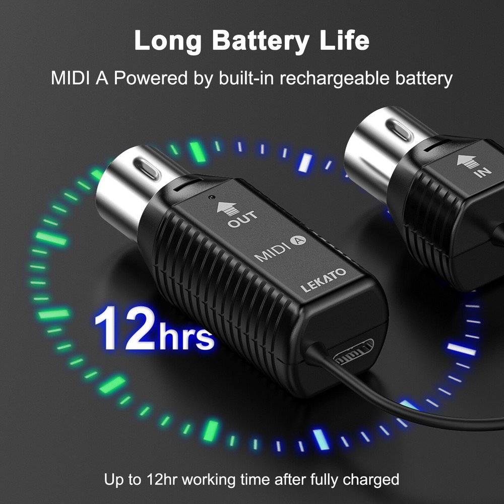 LEKATO Wireless MIDI Adapter Wireless 5 PIN USB MIDI Interface Ultra Low Latency
