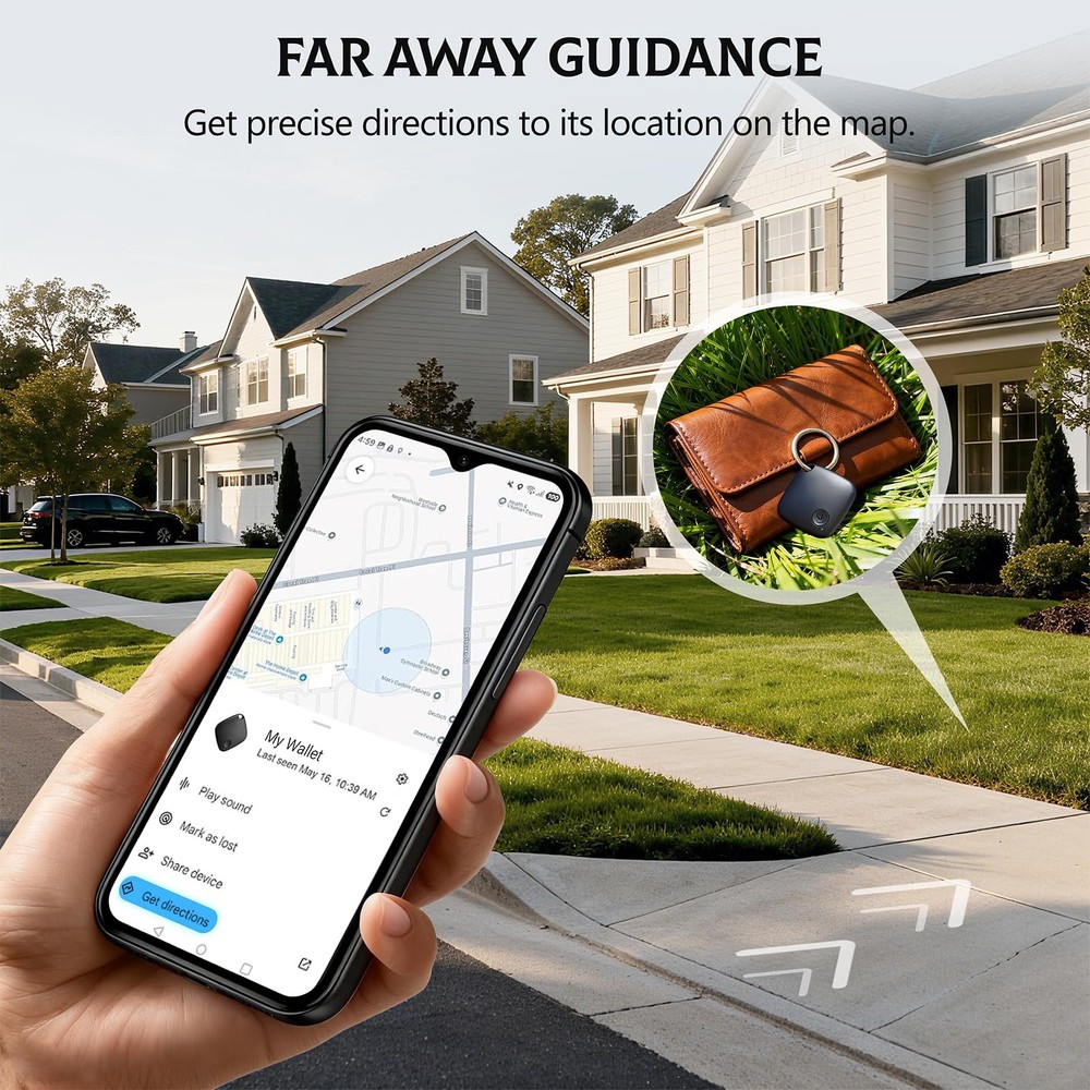 Air Tags-4 Pack Android【Google MFG Certified】, Tag Mini, Android Black