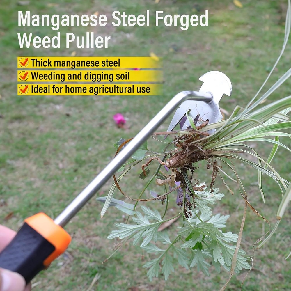 Efficient Weeding Tool: 2024 Manganese Steel Handheld Puller with Safety Tips
