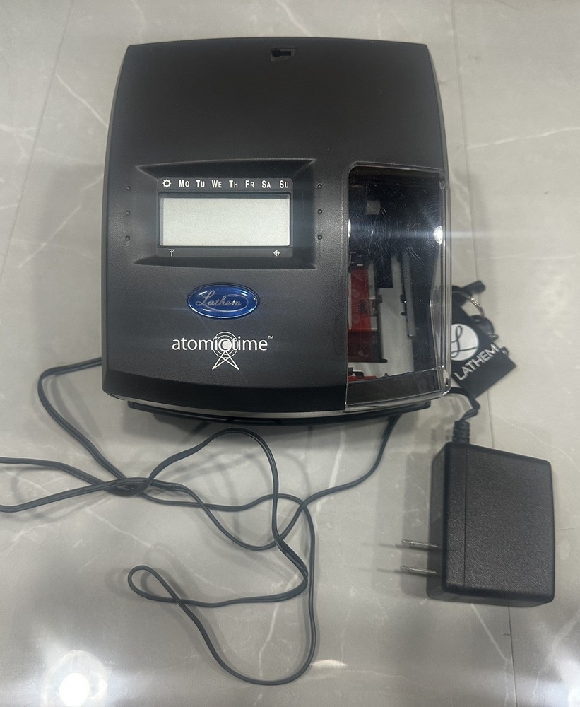 Lathem 1600E Tru-Align Atomic Time Clock w/ Power Cord & Keys