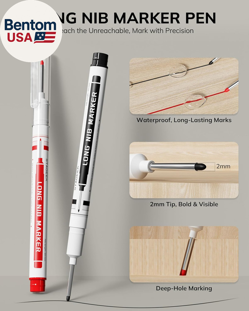 2PCS Carpenter Pencils with Sharpener, Heavy Duty Woodworking Tools, Mechanical