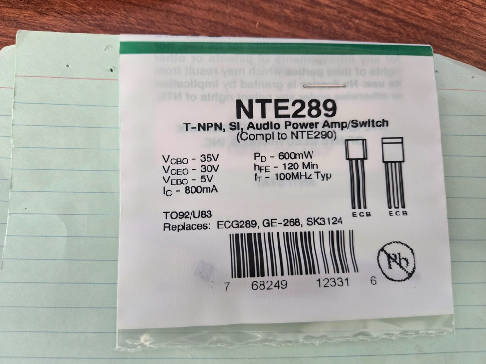 NTE289 TRANSISTOR