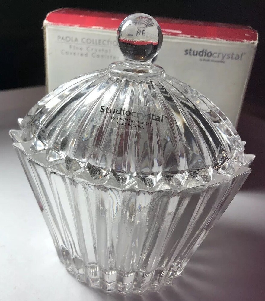 Studio Crystal "Fine Crystal Covered Container" #43817 Paola Collection Decor