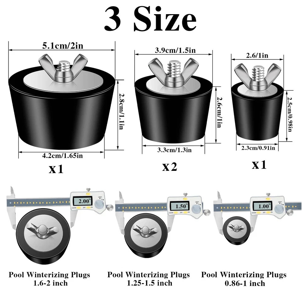 4 Pack 3 Size Pool Return Plugs Pool Skimmer Plug, Pool Winterizing Plug Pool...