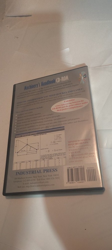 Machinery's Handbook Version 1.0 Software CD ROM for Older Windows Systems