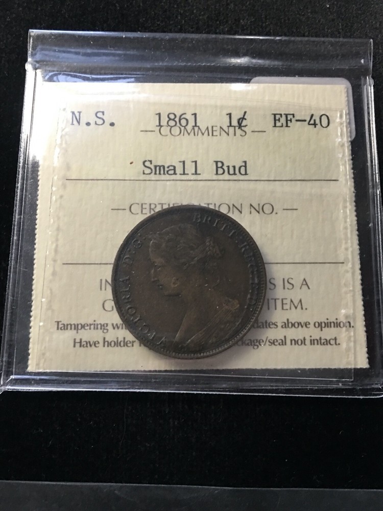 1861  Nova Scotia, ¢1 Cent Sm. Bud, ICCS Graded, **EF-40**