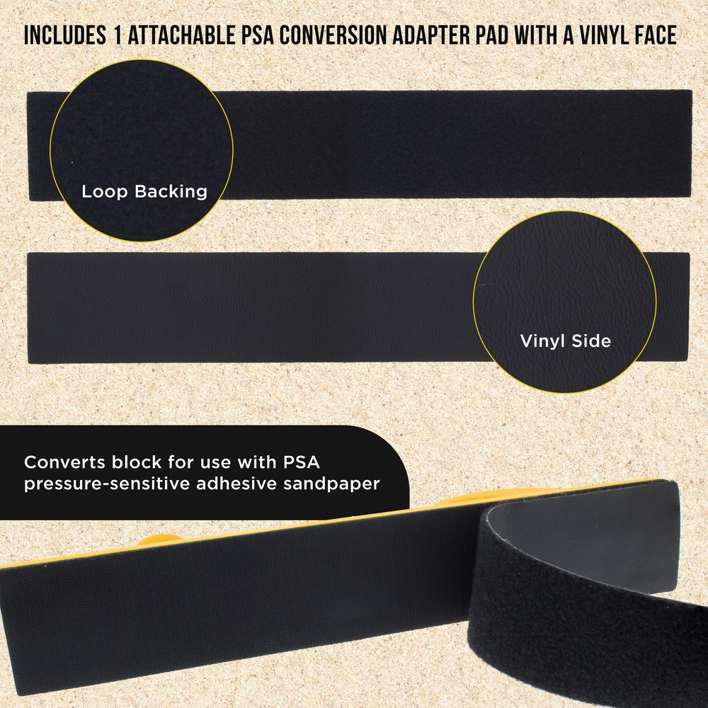 Longboard Hand Sanding File Block, Hook & Loop, PSA Backing Sandpaper Adapter