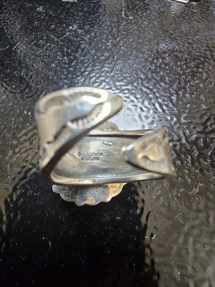 Dan Dodson Sterling Silver Mabe Pearl Halo Statement Ring Adjustable Signed...