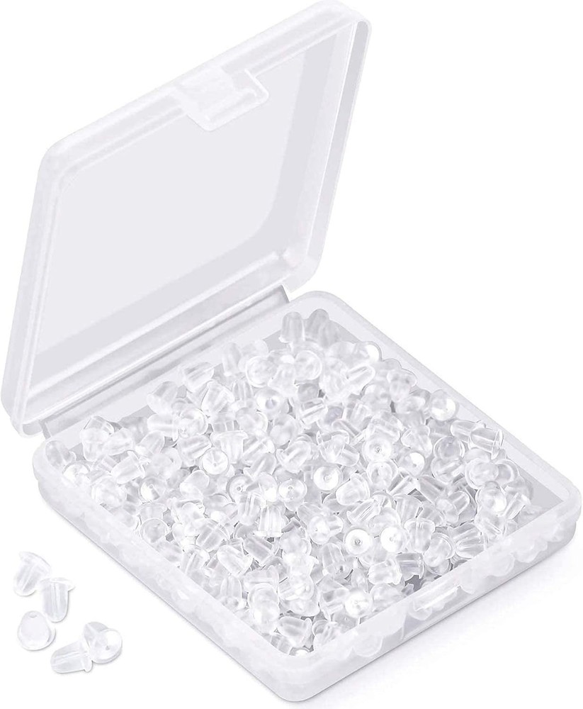 Soft Clear Silicone Earring Backings (300 Pack) - Perfect for Fish Hook Studs